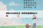 涨粉1000的办法  如何快速涨粉丝1000
