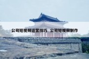 公司短视频运营技巧  公司短视频制作