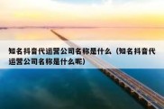 知名抖音代运营公司名称是什么（知名抖音代运营公司名称是什么呢）