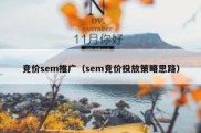 竞价sem推广（sem竞价投放策略思路）