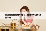 百度竞价托管这个行业  百度sem竞价托管公司