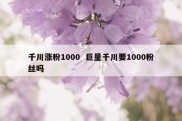 千川涨粉1000  巨量千川要1000粉丝吗
