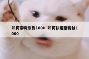 如何涨粉涨到1000  如何快速涨粉丝1000