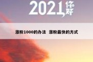 涨粉1000的办法  涨粉最快的方式