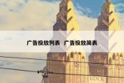广告投放列表  广告投放简表