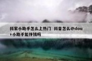 抖家小助手怎么上热门  抖音怎么@dou+小助手能挣钱吗