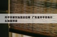 开平市餐饮加盟店在哪  广东省开平市有什么加盟项目