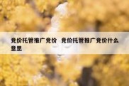 竞价托管推广竞价  竞价托管推广竞价什么意思