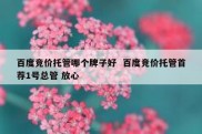 百度竞价托管哪个牌子好  百度竞价托管首荐1号总管 放心