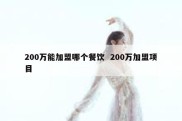 200万能加盟哪个餐饮  200万加盟项目