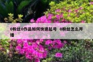 0粉丝0作品如何快速起号  0粉丝怎么开播