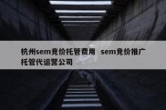 杭州sem竞价托管费用  sem竞价推广托管代运营公司