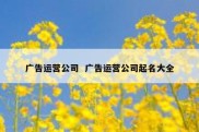 广告运营公司  广告运营公司起名大全