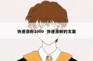快速涨粉1000  快速涨粉的文案
