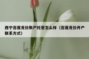 西宁百度竞价账户托管怎么样（百度竞价开户联系方式）