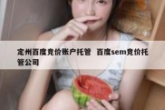 定州百度竞价账户托管  百度sem竞价托管公司