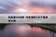 抖加涨1000粉  抖音涨粉100个最低多少钱