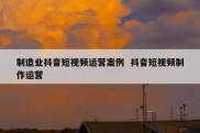 制造业抖音短视频运营案例  抖音短视频制作运营
