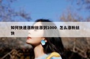 如何快速涨粉丝涨到1000  怎么涨粉丝快