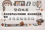竞价托管专业公司有哪些  竞价托管的注意事项