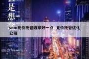 sem竞价托管哪家好一点  竞价托管优化公司