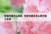淘宝权重怎么提高  淘宝权重该怎么刷才能上去啊