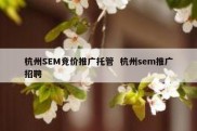 杭州SEM竞价推广托管  杭州sem推广招聘
