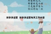 拼多多运营  拼多多运营每天工作内容