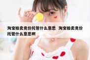 淘宝拍卖竞价托管什么意思  淘宝拍卖竞价托管什么意思啊