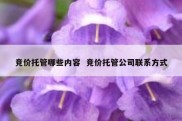 竞价托管哪些内容  竞价托管公司联系方式