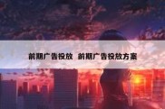 前期广告投放  前期广告投放方案