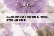 2023淘宝新店怎么快速做起来  淘宝新店怎样快速做起来
