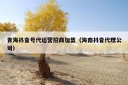 青海抖音号代运营招商加盟（海南抖音代理公司）