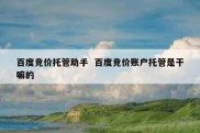 百度竞价托管助手  百度竞价账户托管是干嘛的