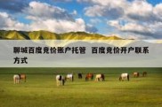 聊城百度竞价账户托管  百度竞价开户联系方式