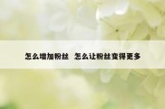 怎么增加粉丝  怎么让粉丝变得更多