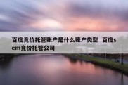 百度竞价托管账户是什么账户类型  百度sem竞价托管公司