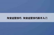 淘宝运营技巧  淘宝运营技巧新手入门