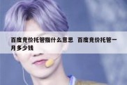 百度竞价托管指什么意思  百度竞价托管一月多少钱