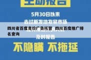 四川省百度竞价广告托管  四川百度推广排名查询