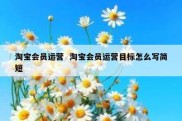 淘宝会员运营  淘宝会员运营目标怎么写简短