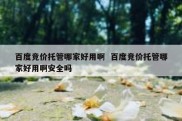 百度竞价托管哪家好用啊  百度竞价托管哪家好用啊安全吗