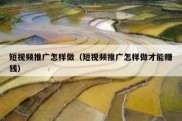 短视频推广怎样做（短视频推广怎样做才能赚钱）