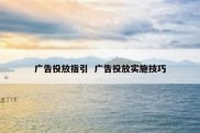 广告投放指引  广告投放实施技巧