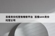 百度竞价托管有哪些平台  百度sem竞价托管公司