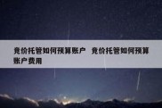 竞价托管如何预算账户  竞价托管如何预算账户费用