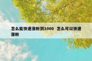 怎么能快速涨粉到1000  怎么可以快速涨粉