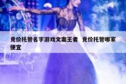 竞价托管名字游戏文案王者  竞价托管哪家便宜