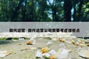 做代运营  做代运营公司需要考虑哪些点