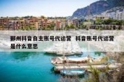 鄞州抖音自主账号代运营  抖音账号代运营是什么意思